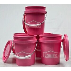 5-Piece Viral Pink Lowe's Utility Bucket Set with Lids – Stackable Storage Pails